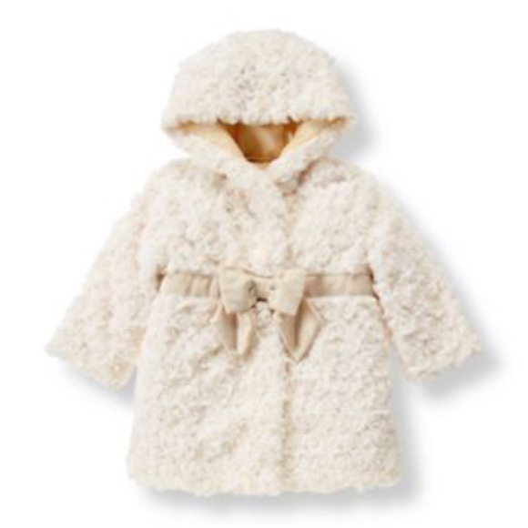 Janie and jack ivory faux fur rosette coat - Picture 1 of 10